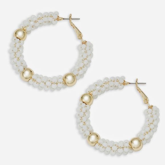 Ava And Aiden Gold Crystal Bead Hoop Earrings - Picture 4 of 4